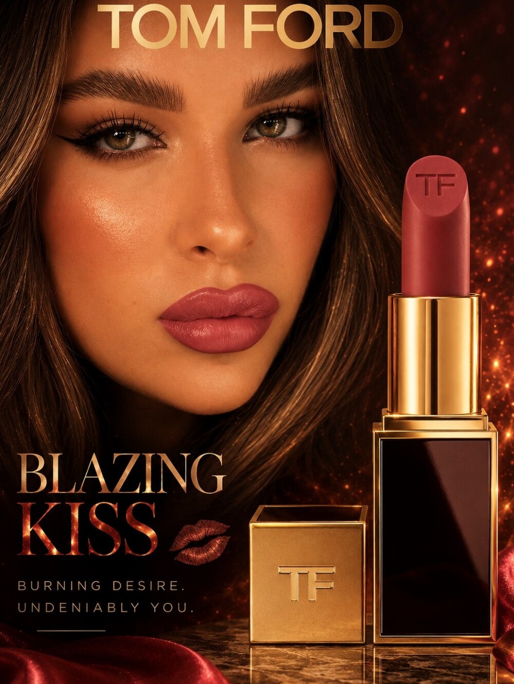 Tom Ford Blazing Kiss Lipstick Rosey Plum Luxury
